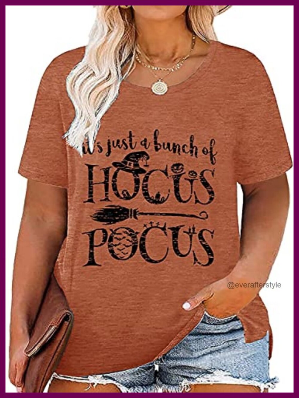 Plus Size Halloween Hocus Pocus Graphic Tee, Short Sleeve, Rayon Polyester